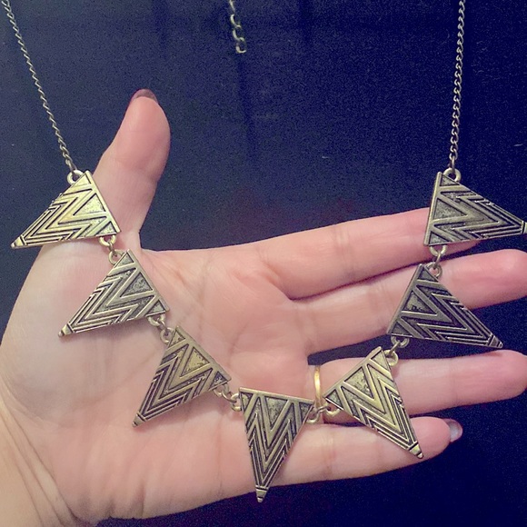 4 for $25 Vintage looks Geometric Gold Triangle Necklace - Picture 1 of 5